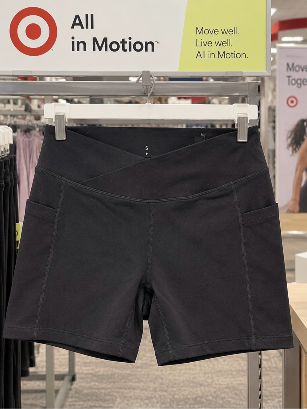 all in motion Black High-Rise Bike Shorts with Side Pockets